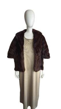 Vintage Lazarus Columbus Mahogany Mink Fur Stole Capelet Wrap